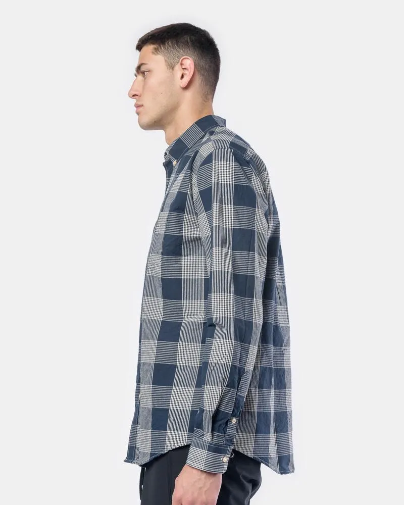 Glen Check Leisure Shirt in Dark Blue/Off White