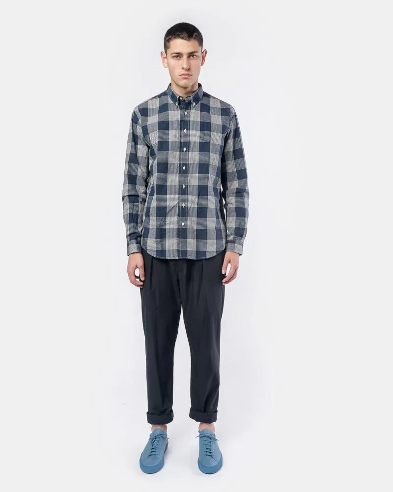 Glen Check Leisure Shirt in Dark Blue/Off White