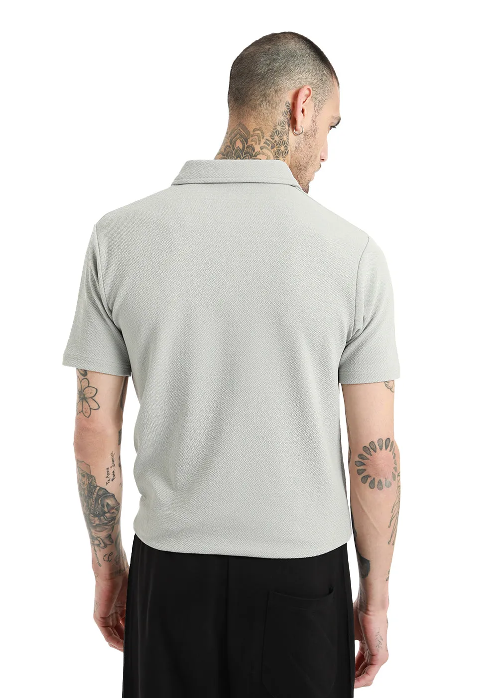 Gray classic textured Polo T-shirt