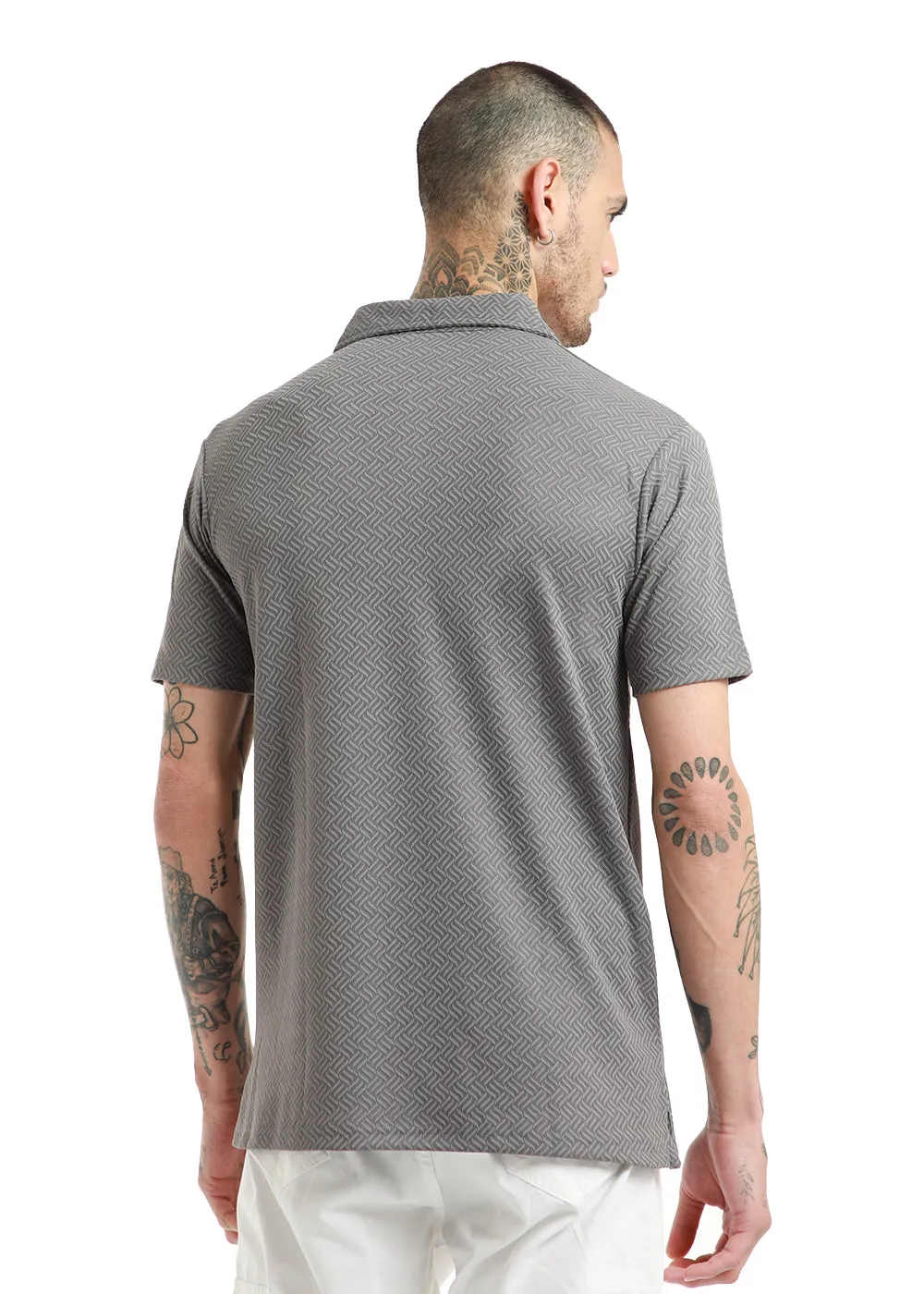 Gray twin weave Polo T-shirt