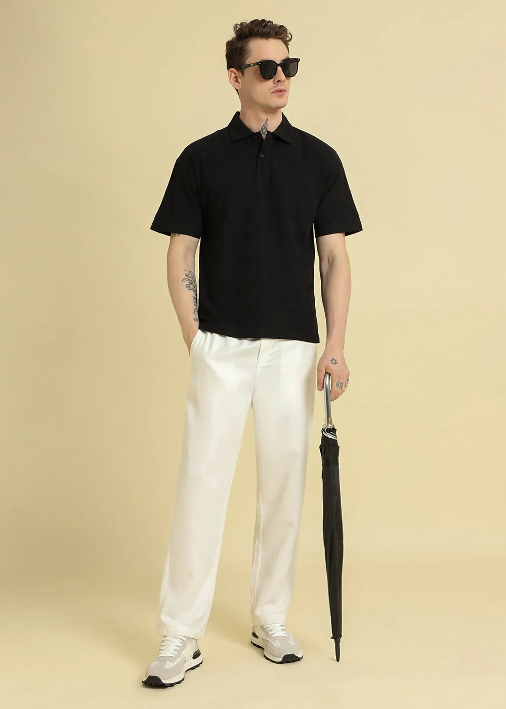 Herringbone Pattern Polo T-shirt