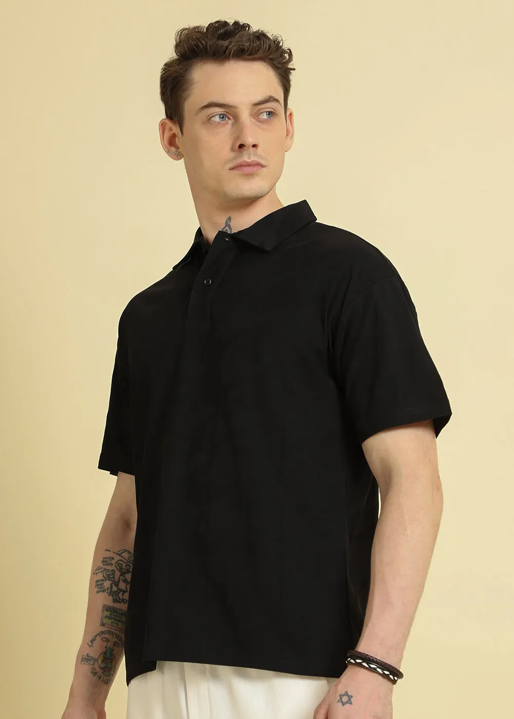 Herringbone Pattern Polo T-shirt