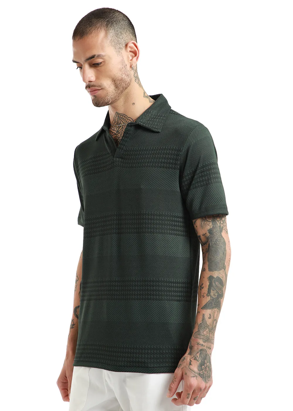 Jacquard Olive Polo T-shirt