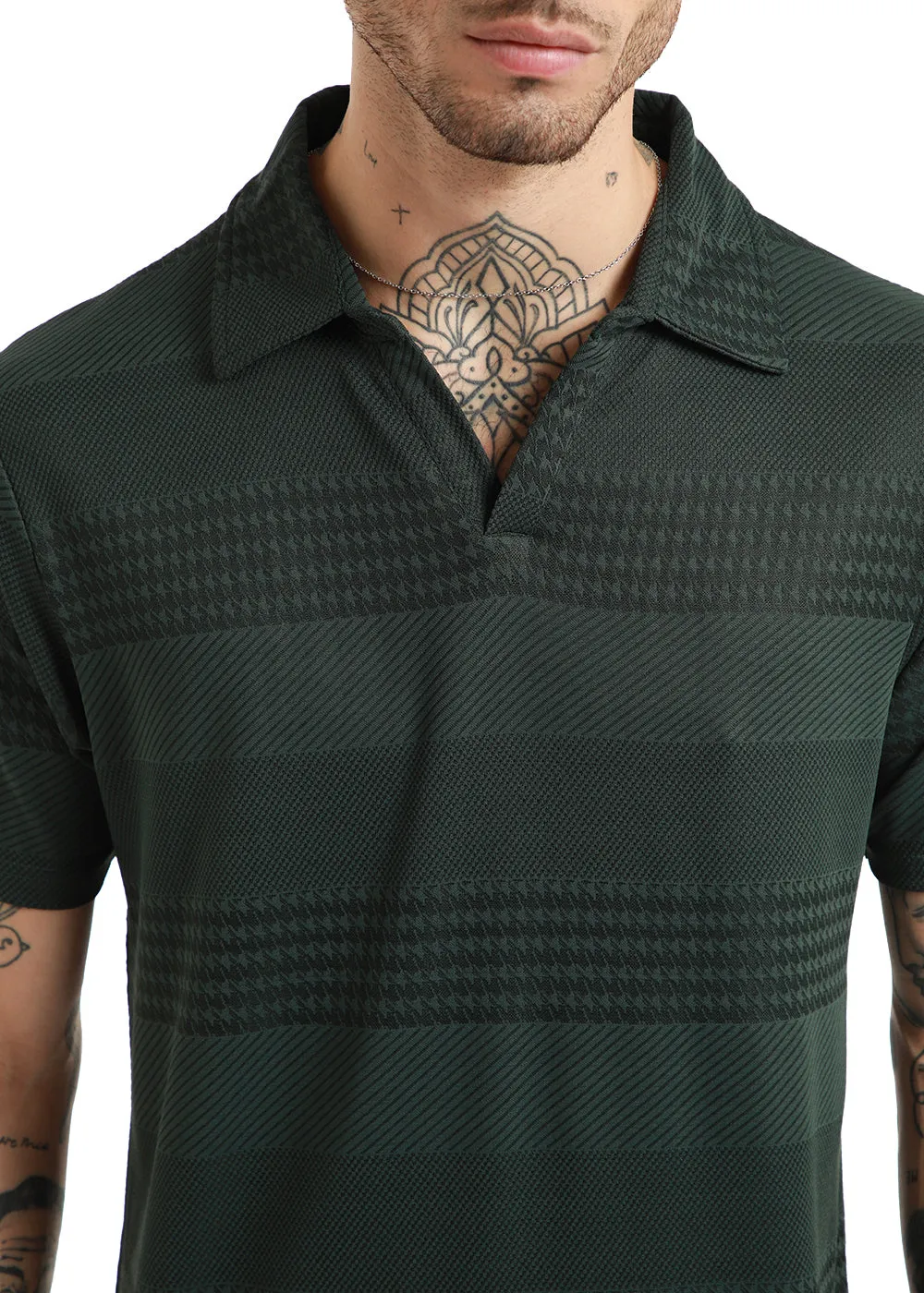 Jacquard Olive Polo T-shirt