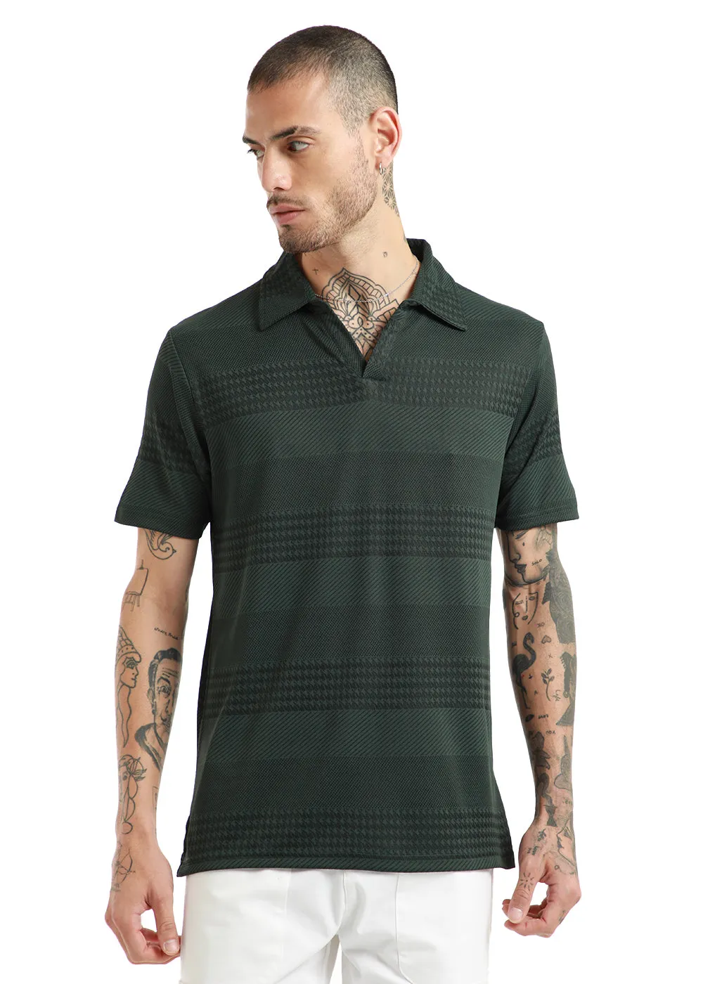 Jacquard Olive Polo T-shirt