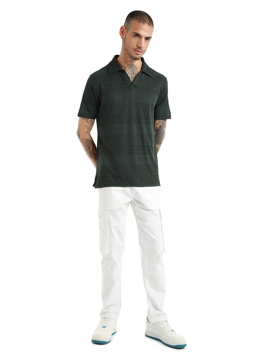 Jacquard Olive Polo T-shirt