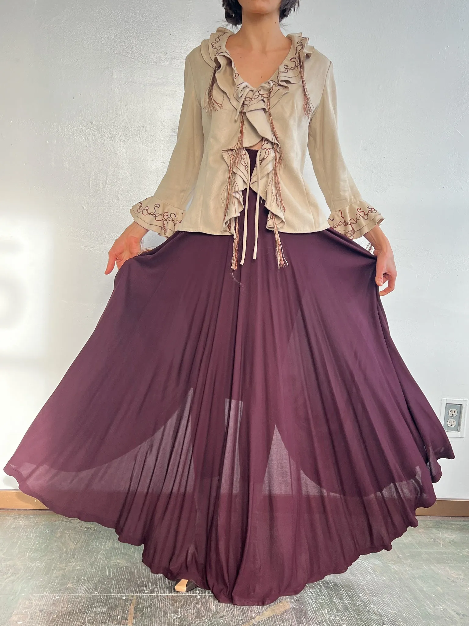 Jean Paul Gaultier Plum Mesh Skirt (S)