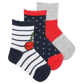 K.Bell Infant Cherries Crew Sock 3 Pair Pack