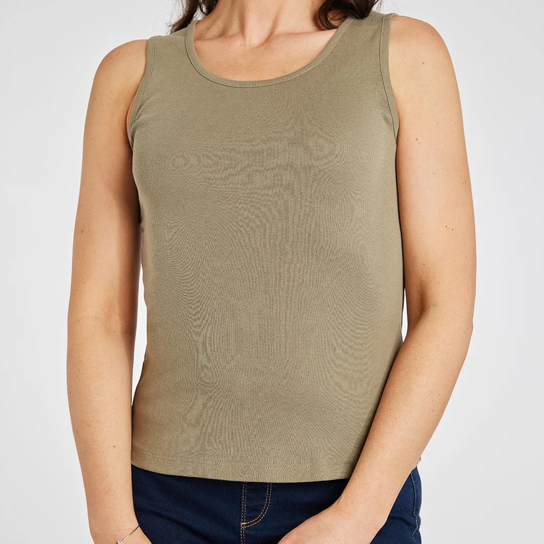 Ladies Essential Crew Vest Khaki