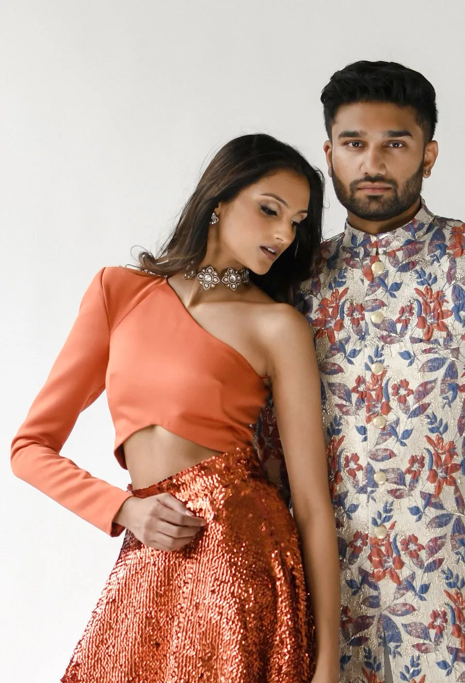 LAINA Burnt Orange Lehenga Top