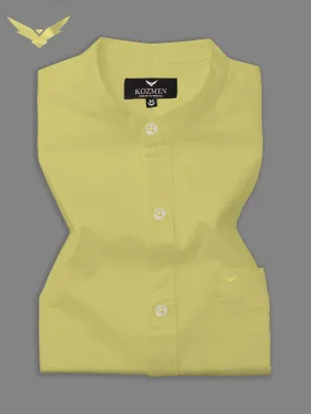 Lemon Premium Super Soft Solid Cotton Mandarin Collar Shirt