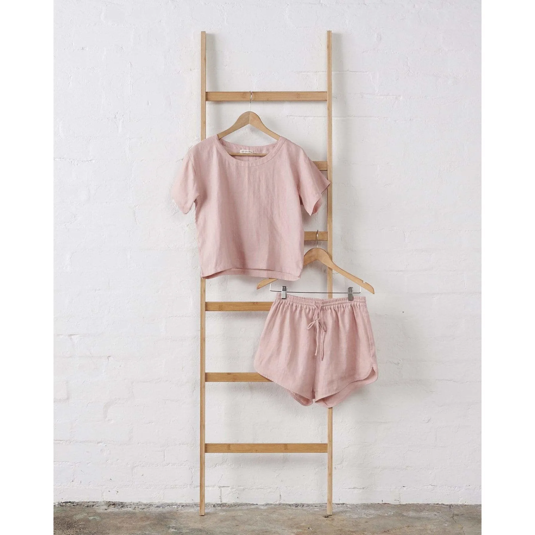 Linen Boxy Tee & Short Set in Pink