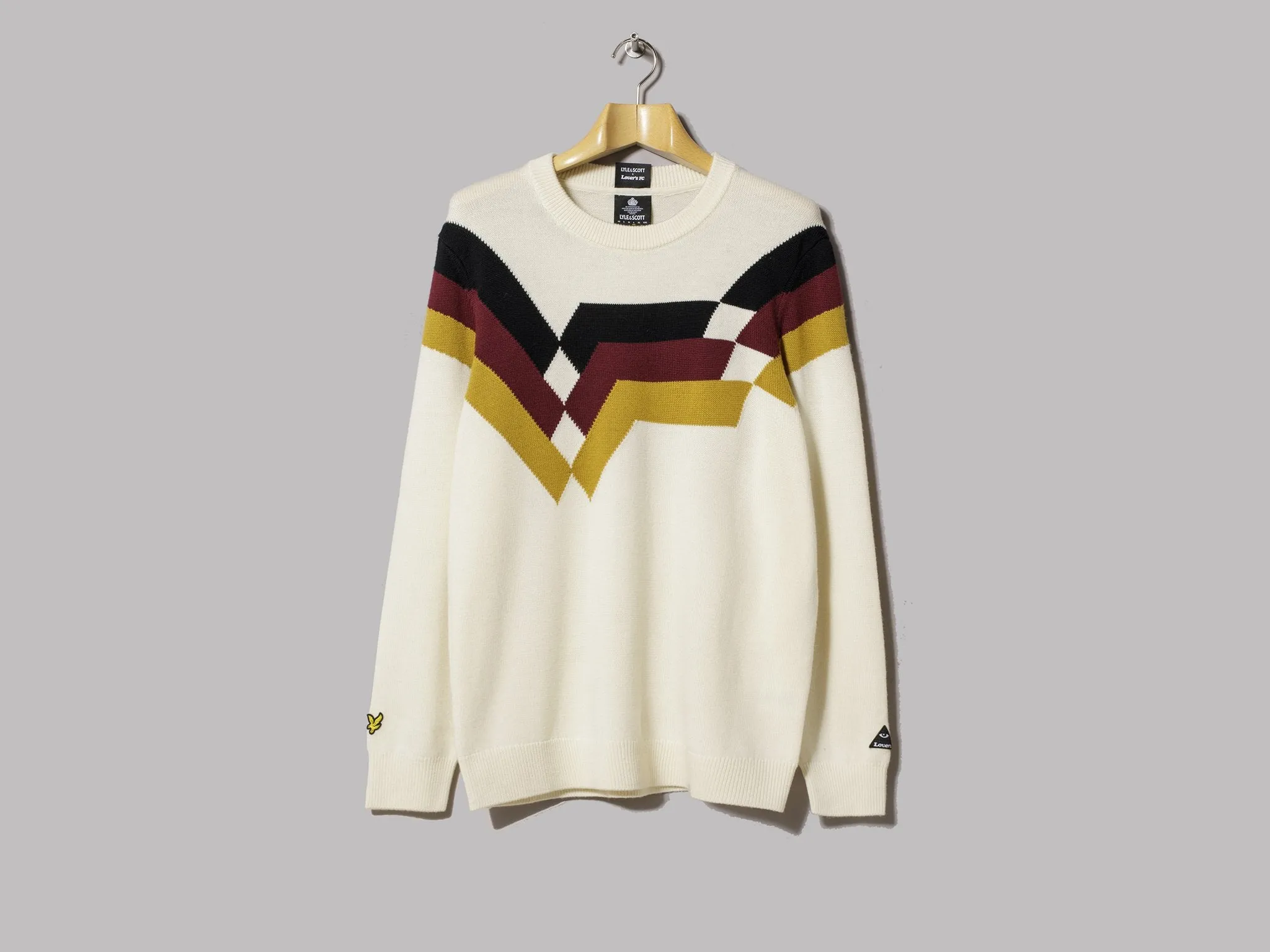 Lyle & Scott Geometric Stripe Knitted Jumper (Off White)