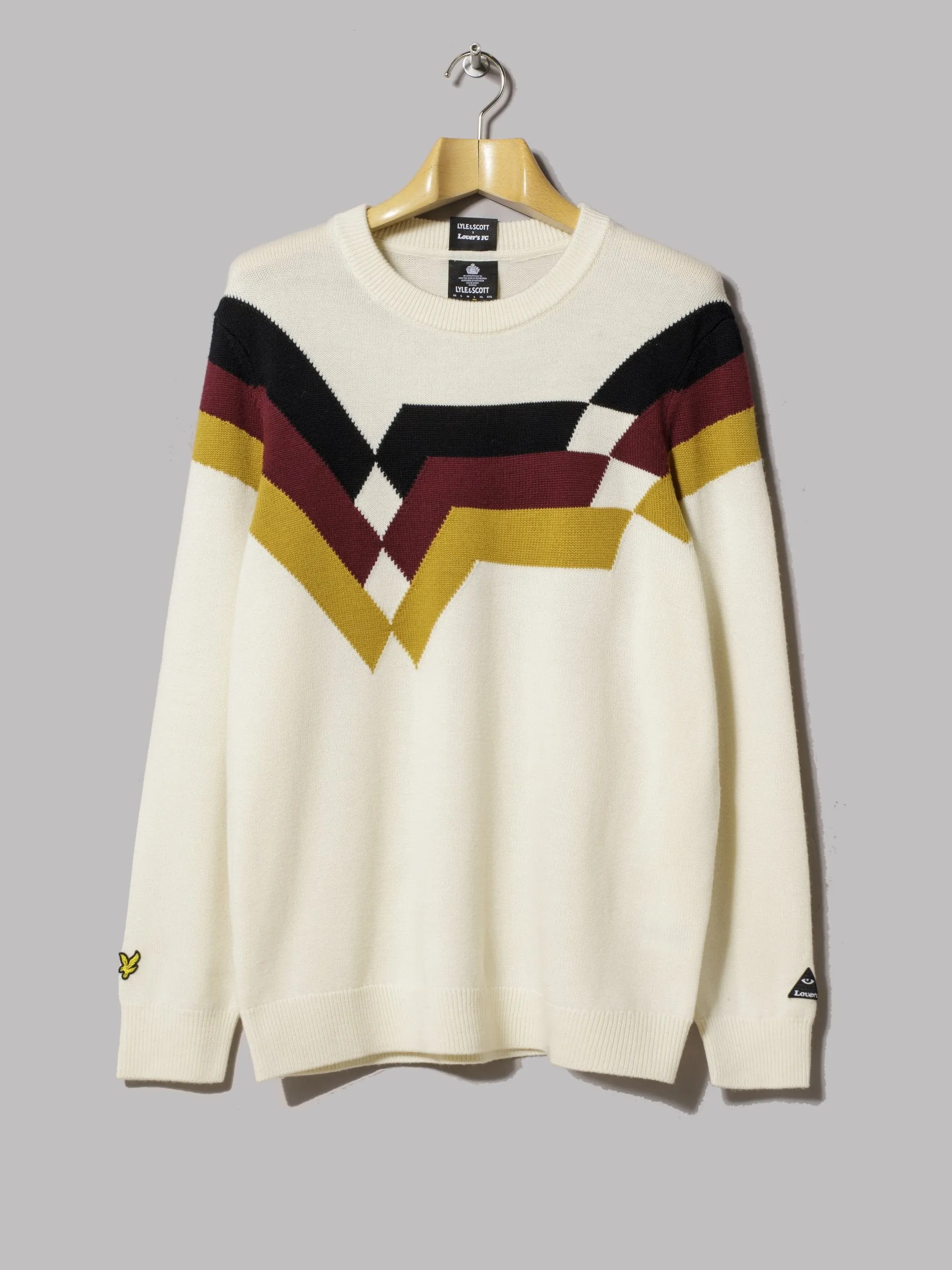 Lyle & Scott Geometric Stripe Knitted Jumper (Off White)