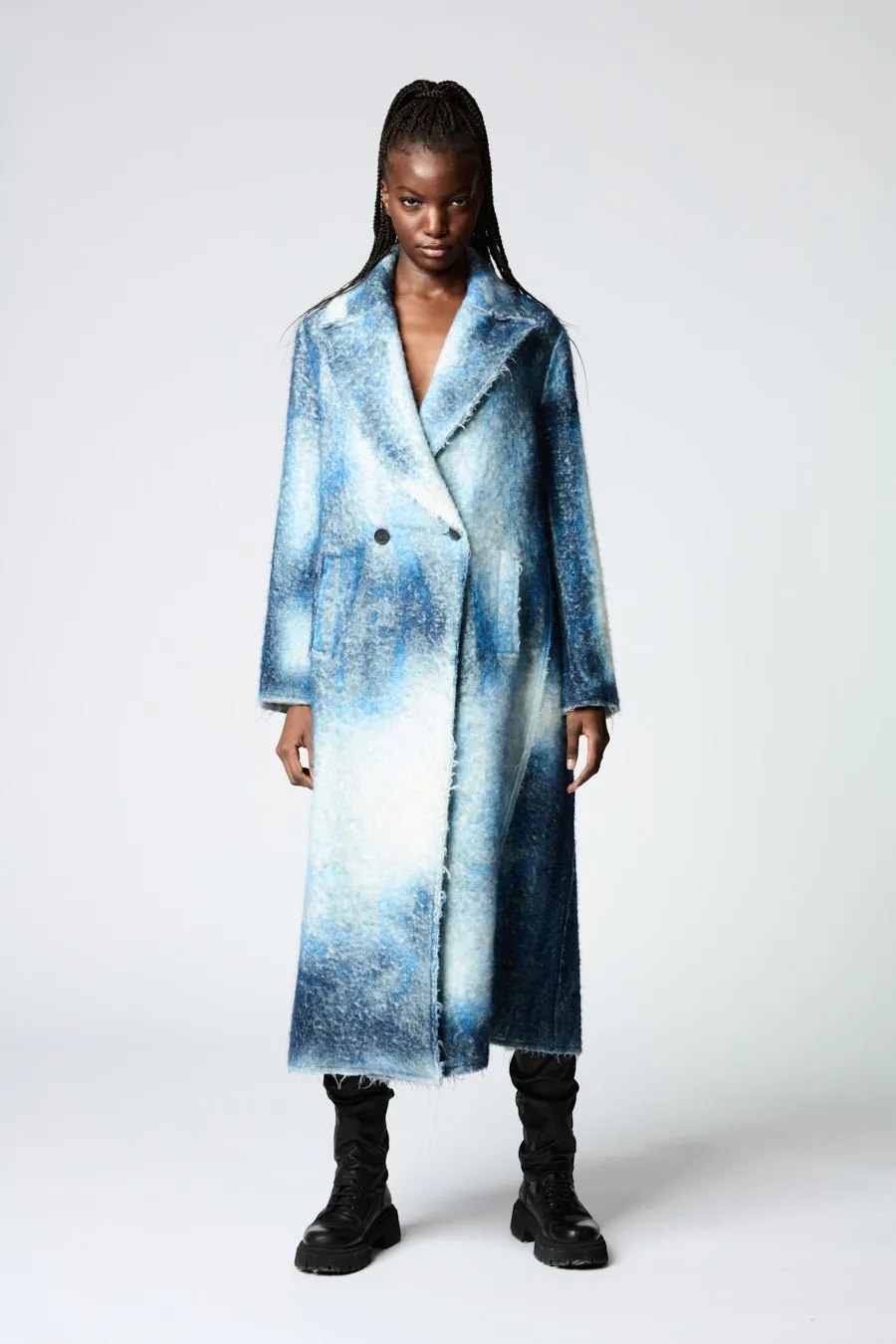 MARMO EFFECT REVER NECK LONG COAT