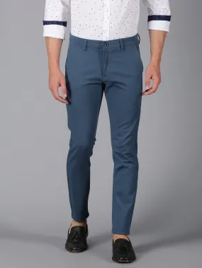 MEN'S BLUE SOLID SLIM FIT TROUSER