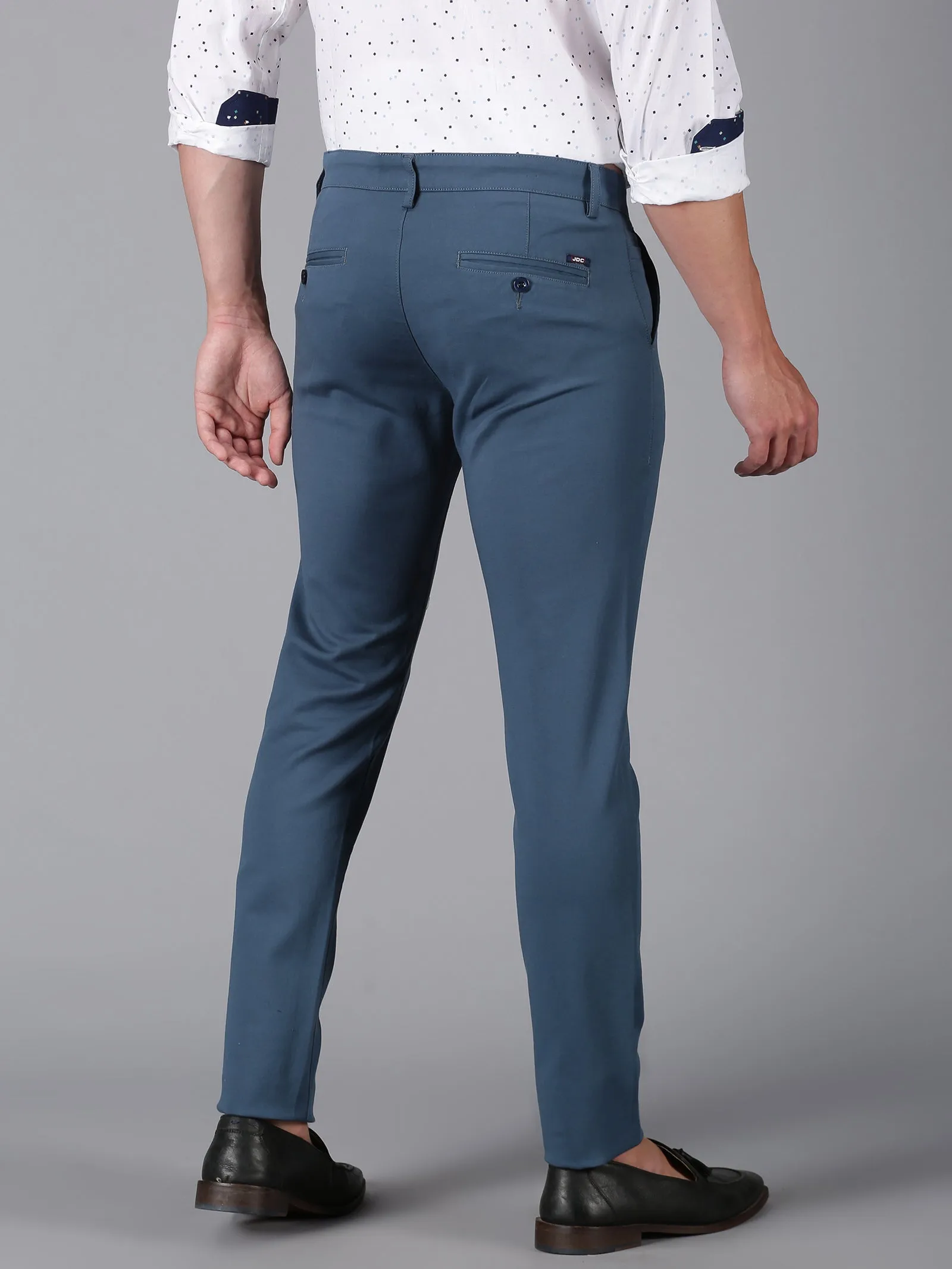 MEN'S BLUE SOLID SLIM FIT TROUSER