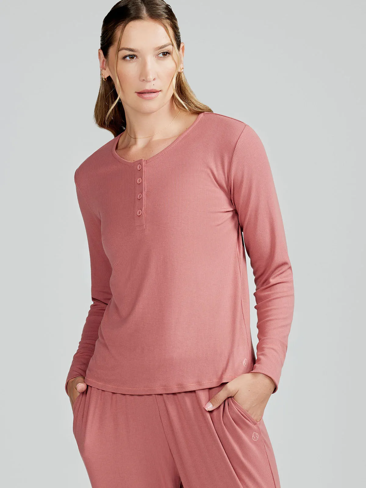 Microluxe Rib Sleep Long Sleeve Henley