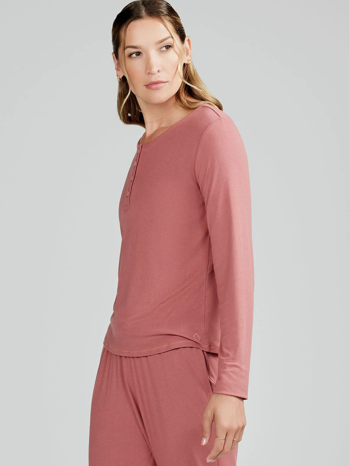 Microluxe Rib Sleep Long Sleeve Henley