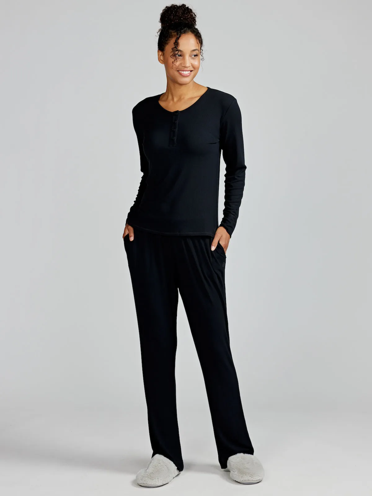 Microluxe Rib Sleep Long Sleeve Henley