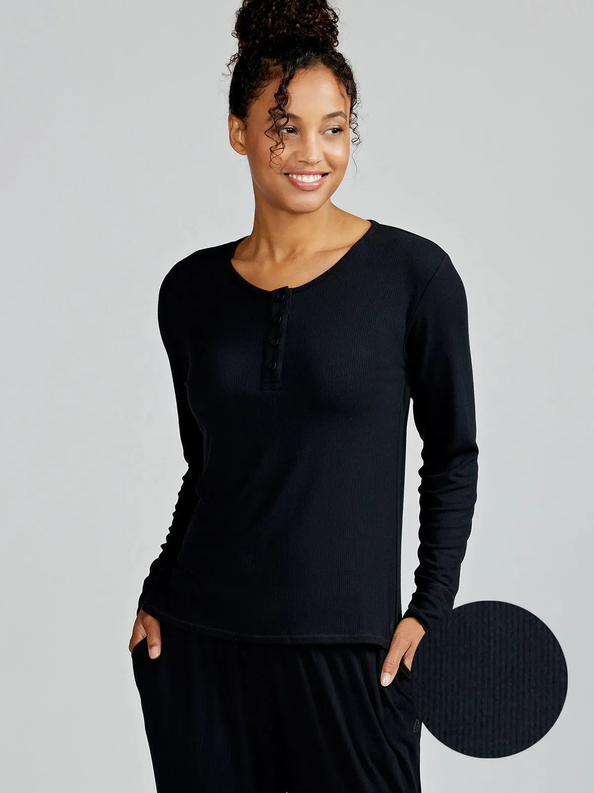 Microluxe Rib Sleep Long Sleeve Henley