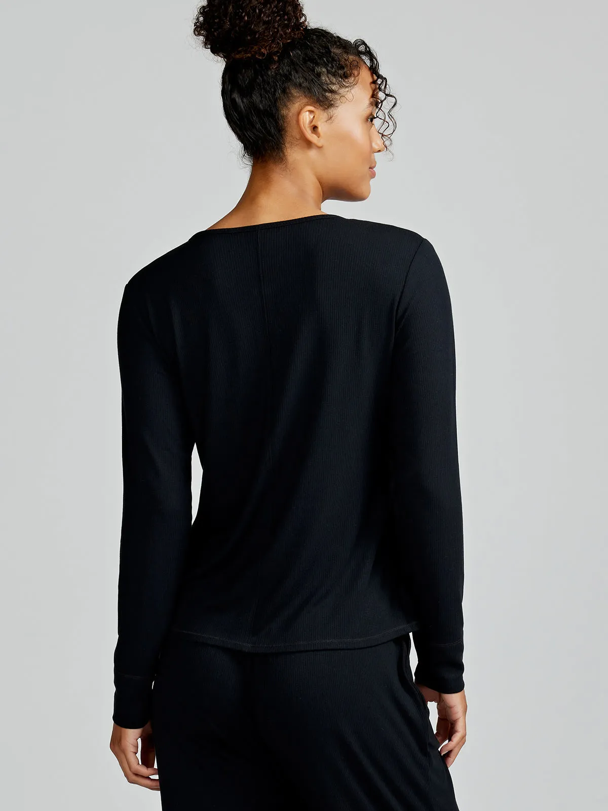 Microluxe Rib Sleep Long Sleeve Henley