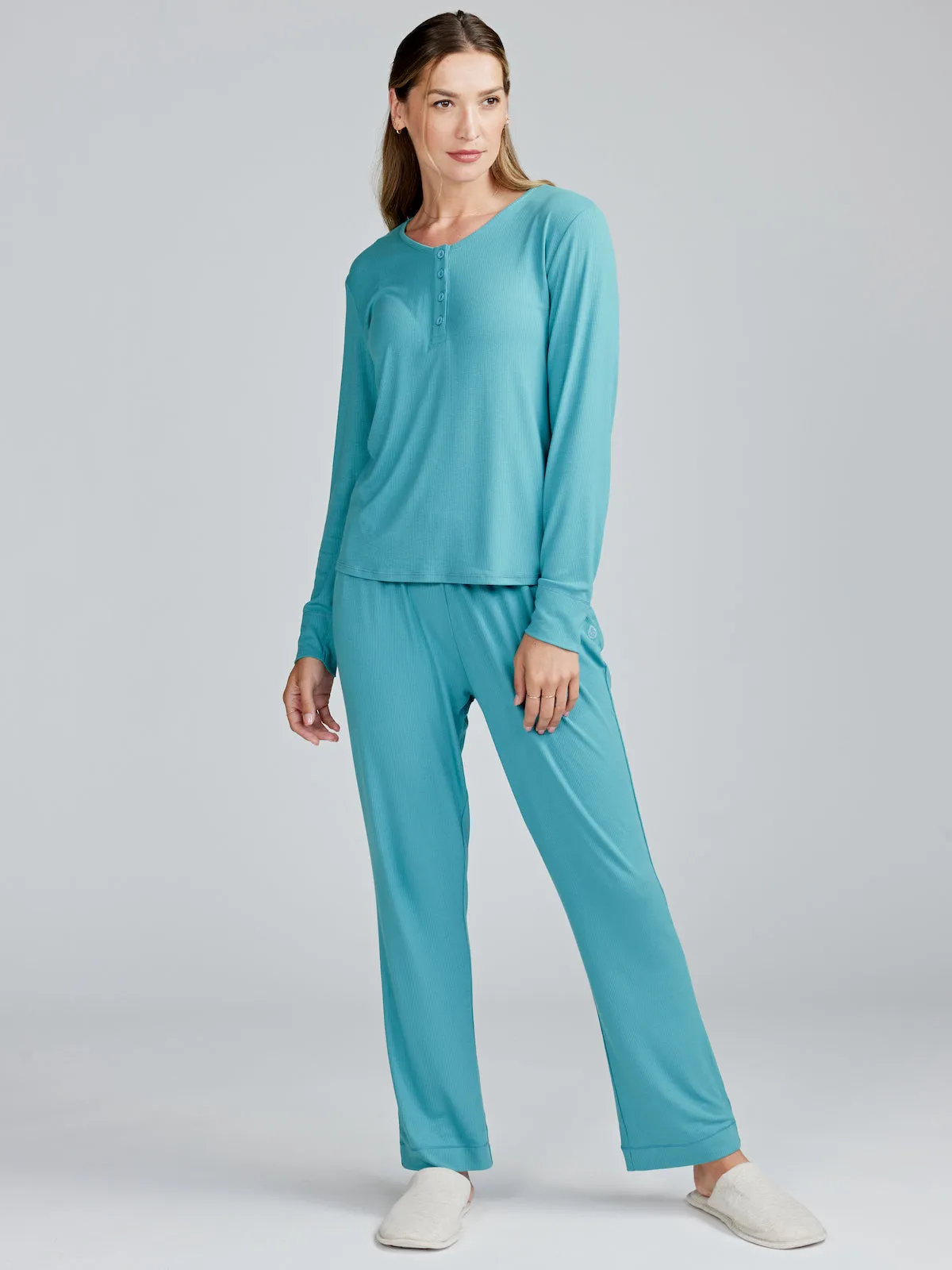 Microluxe Rib Sleep Long Sleeve Henley