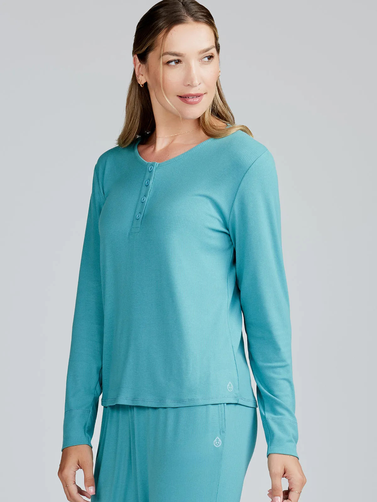 Microluxe Rib Sleep Long Sleeve Henley