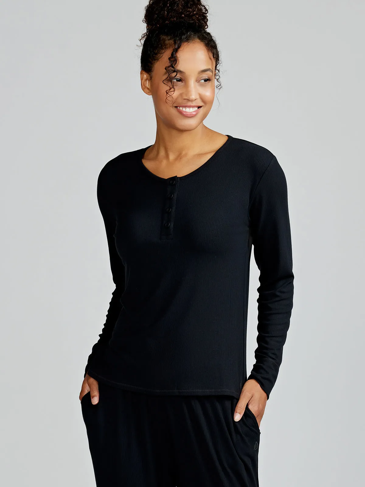 Microluxe Rib Sleep Long Sleeve Henley