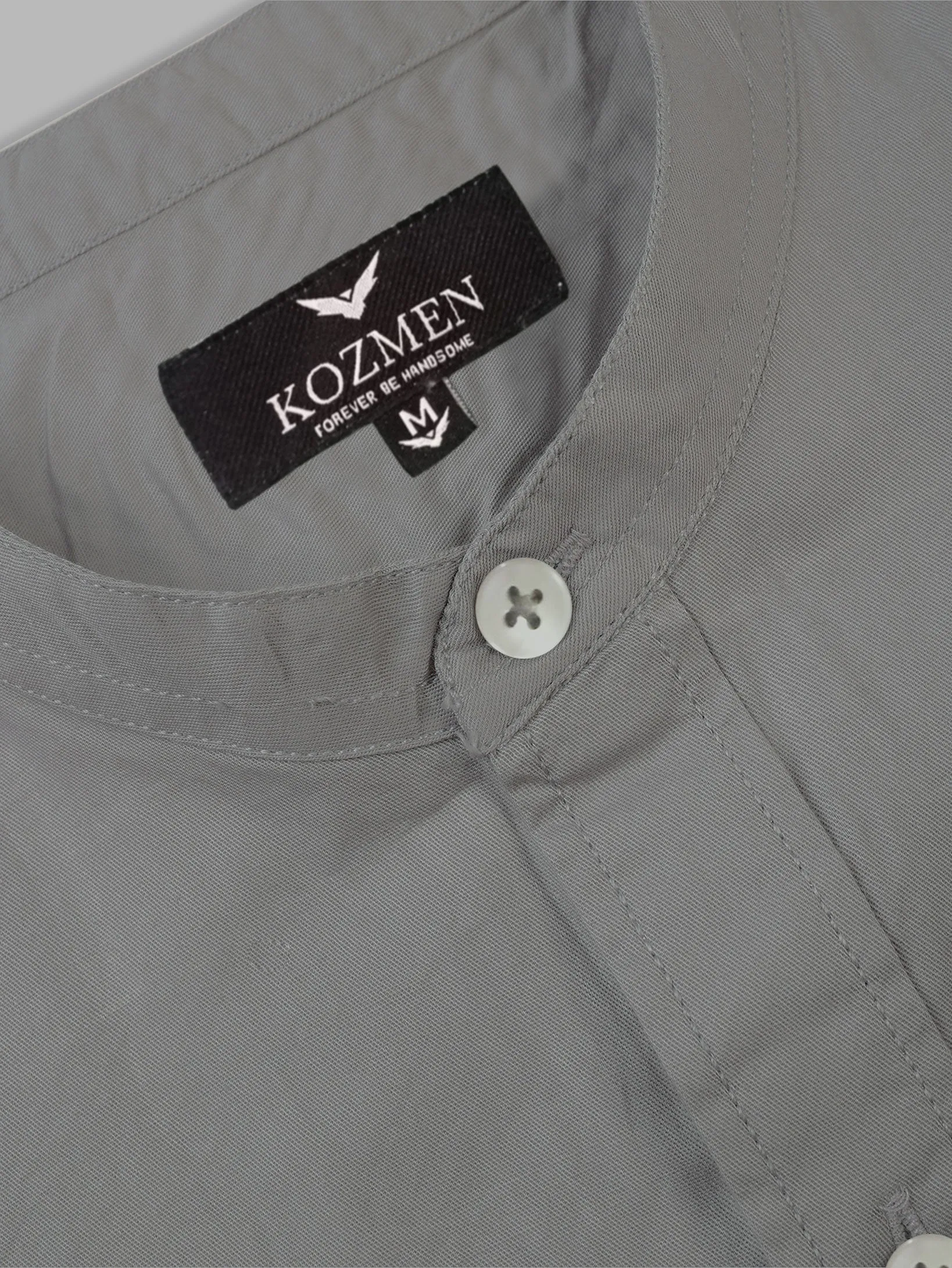 Pewter Premium Super Soft Solid Cotton Mandarin Collar Shirt