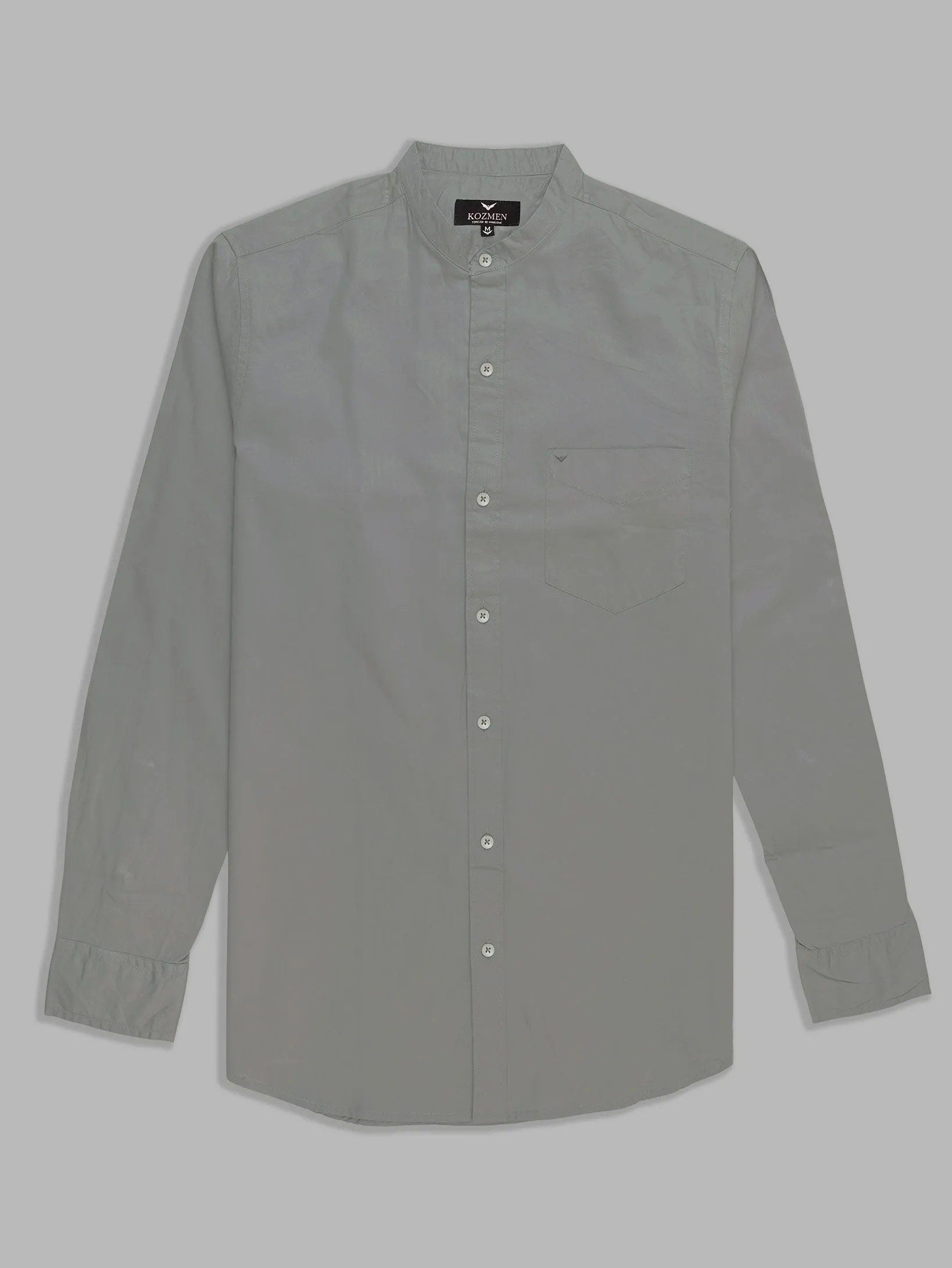 Pewter Premium Super Soft Solid Cotton Mandarin Collar Shirt