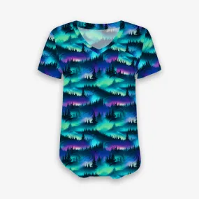 [Pre Order] Fabulous Fall Northern Lights - Women's Printed Bamboo Short Sleeve Top (EST SHIP LATE OCT)