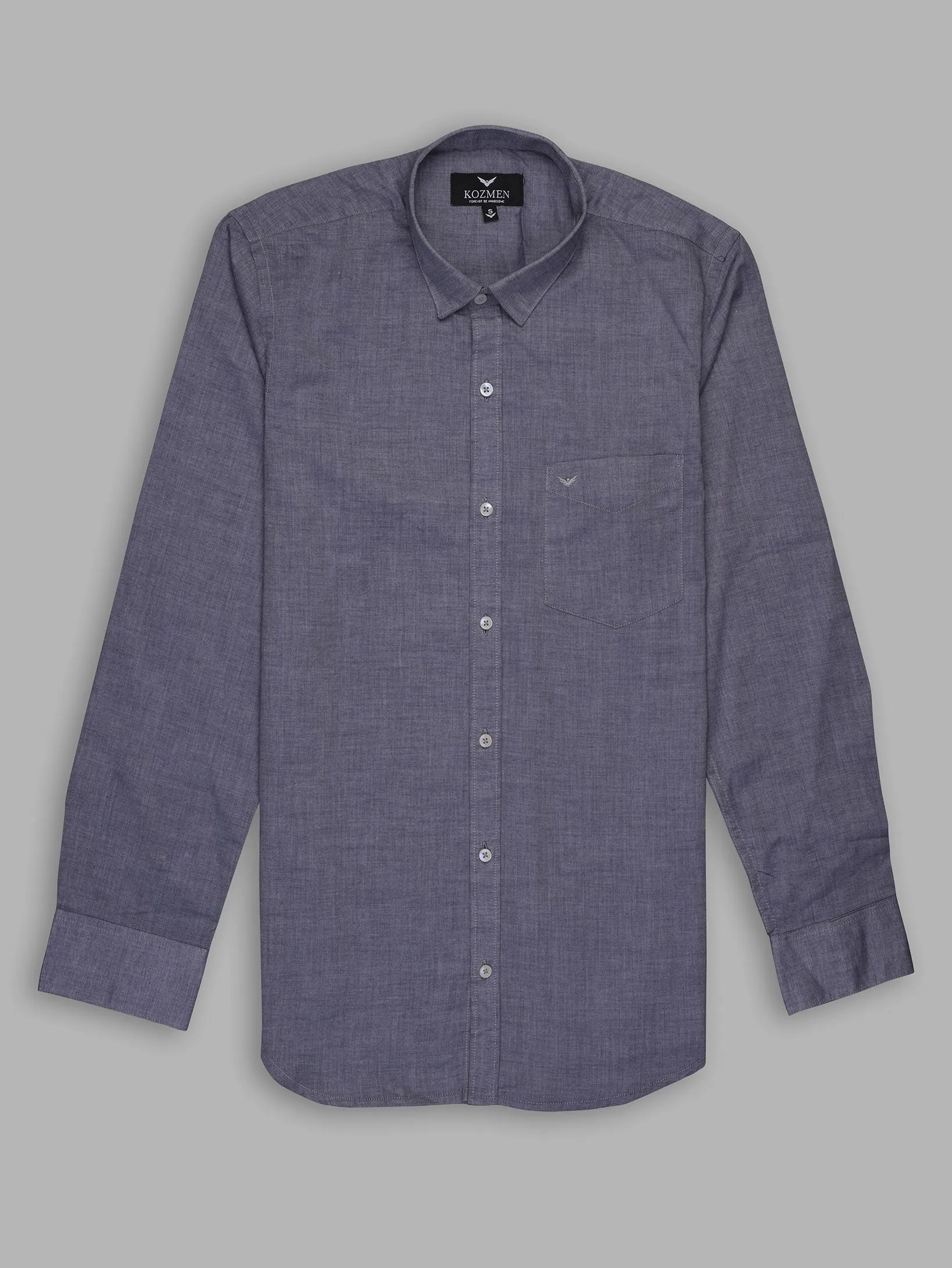 Slate Grey Cotton Casual  Shirt