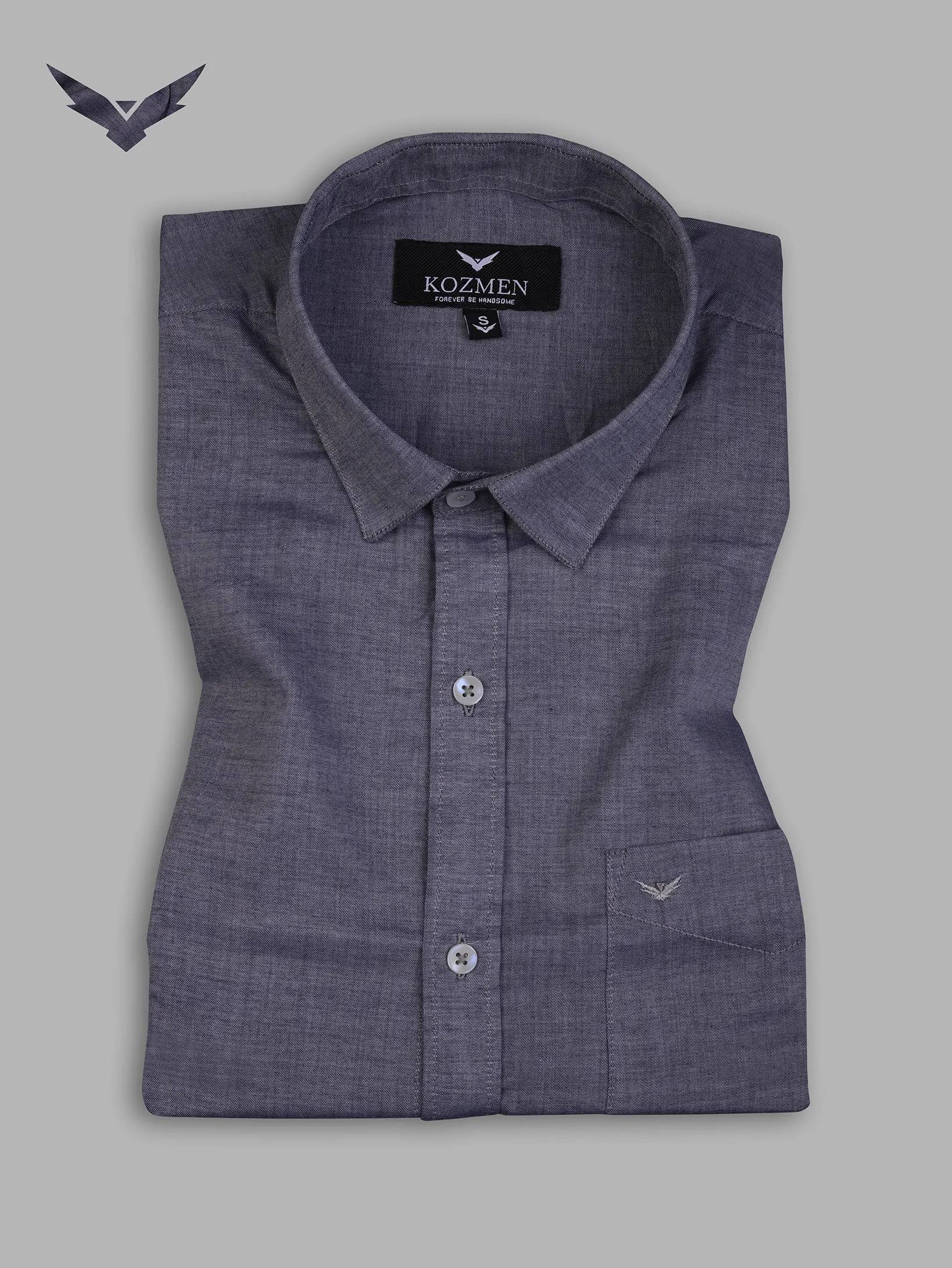 Slate Grey Cotton Casual  Shirt