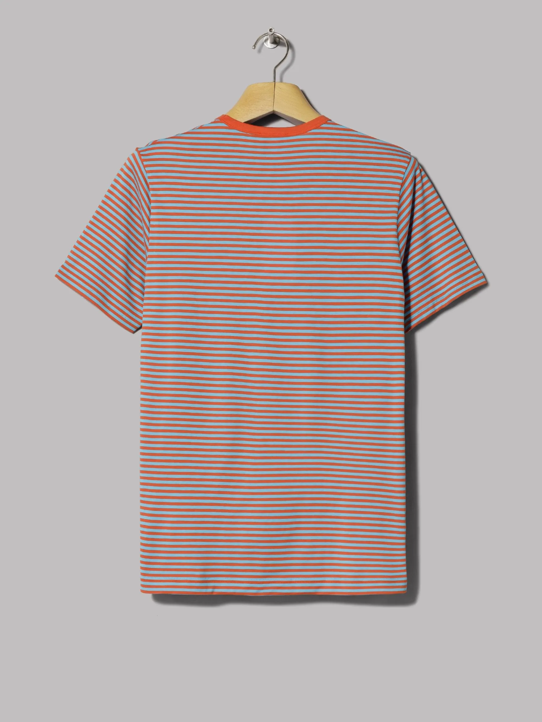 Sunspel Crew Neck T-Shirt (Booth Red / Booth Cyan English Stripe)