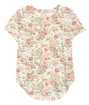 Sweet Summer Sweet Petals - Women's Printed Bamboo Short Sleeve Top