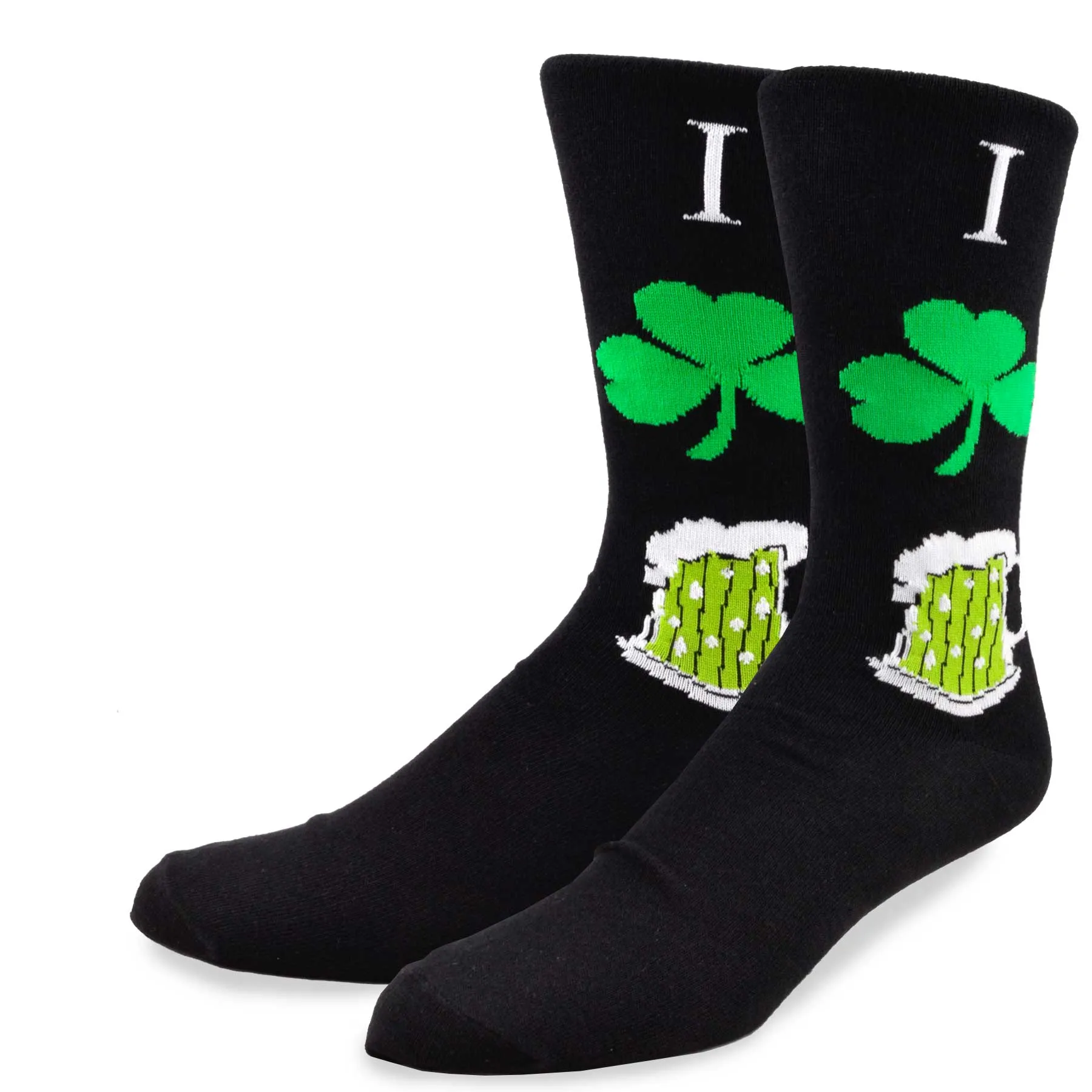 TeeHee Socks Men's St. Patrick's Day Cotton Crew I Shamrock Beer 2-Pack (50590)