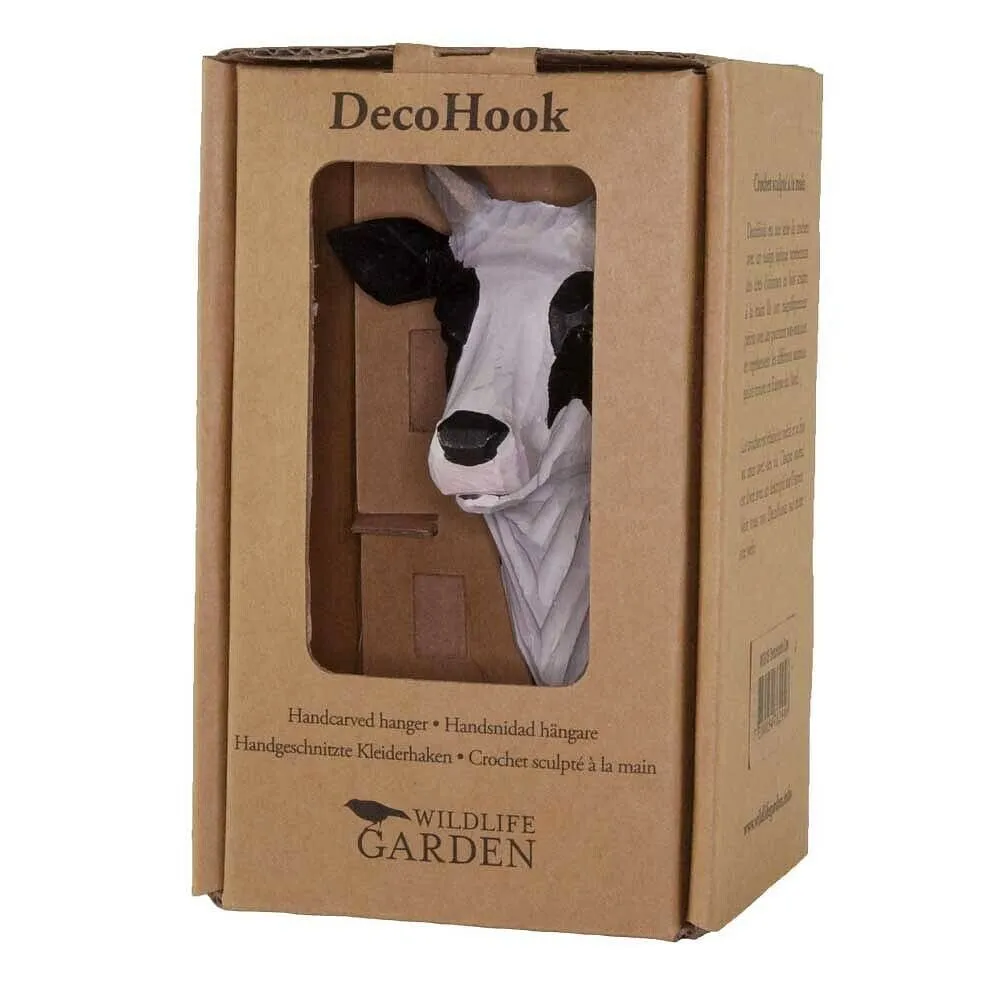 Wildlife Garden: Hook: Hand Carved - Black & White Cow